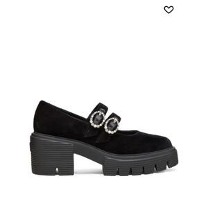 Stuart Weitzman Black Platform Shoes with Embellished Buckles